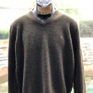 POLO RALPH LAUREN LAMBS WOOL V-NECK SWEATER (X-LARGE)